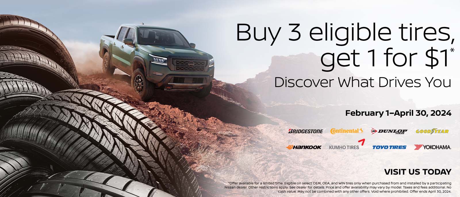 Buy 3 eligible tires get 1 for $1